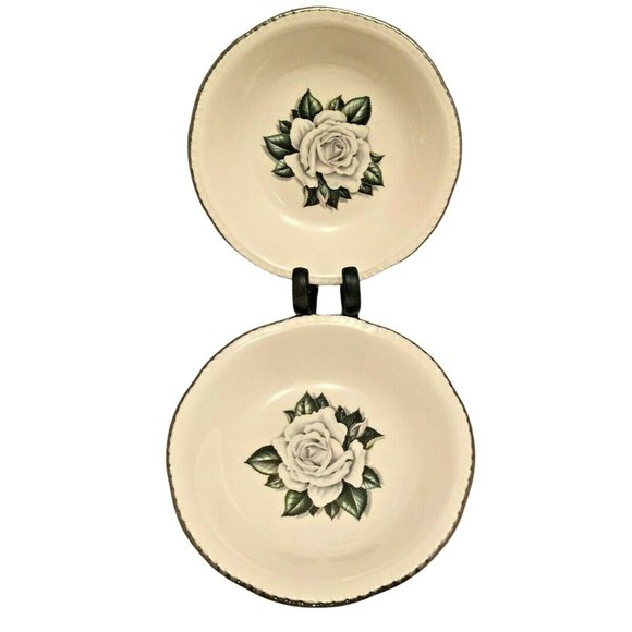 Homer Laughlin Rhythm White Rose China - Pair Berry / Dessert Bowls - 5.5" - Picture 1 of 10